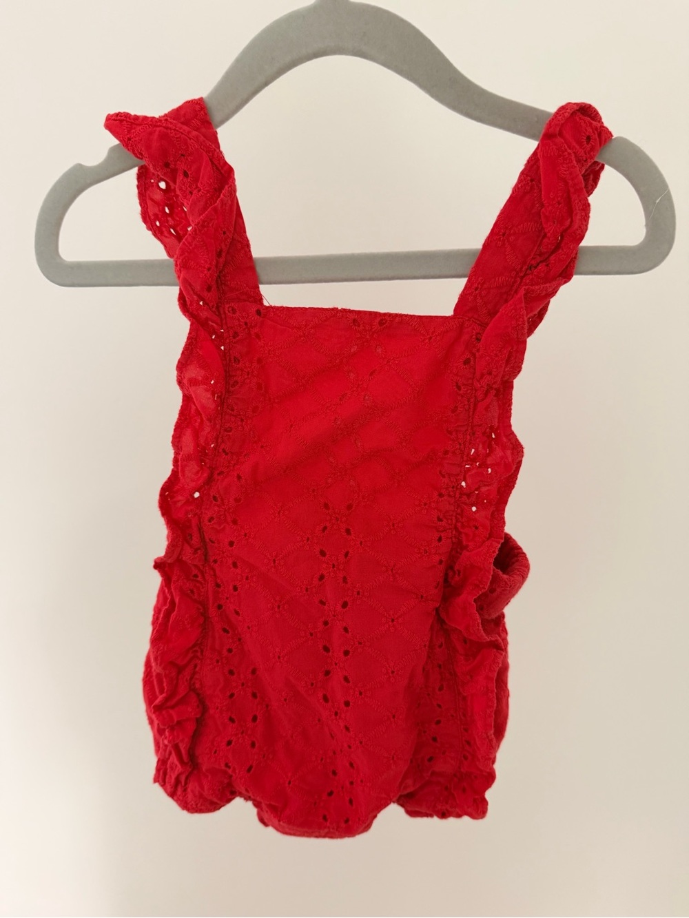 Janie and Jack Red Eyelet Lace Ruffle Bodysuit